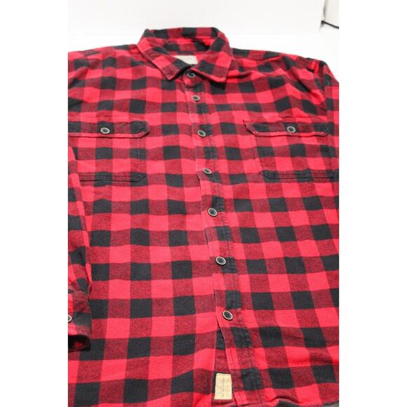 Jachs Men's 2XL Red/Black Buffalo Check LS Button-up Flannel Shirt Outdoors Work - Picture 4 of 11